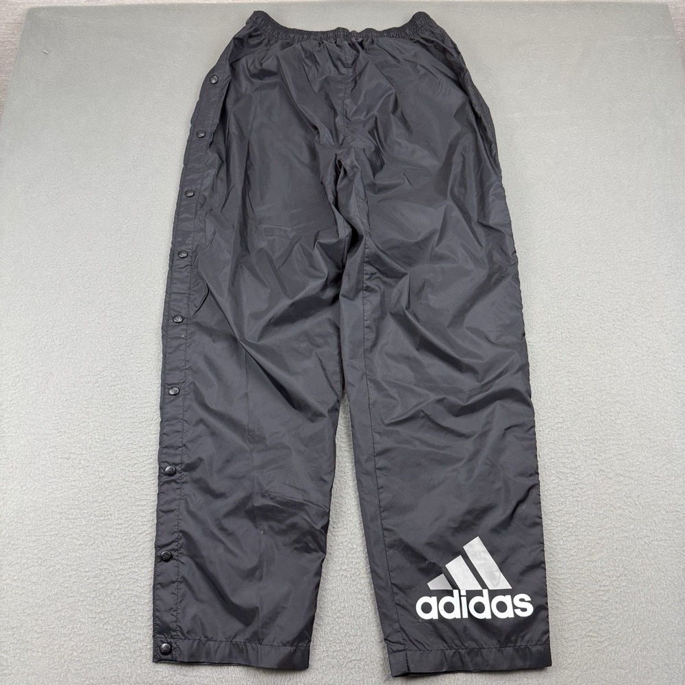 Y2K Adidas Track Pants Mens Large Black Tearaway Snap Athleisure Logo